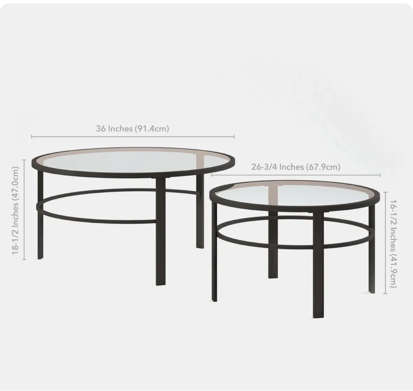 Set of 2 Round Glass Top Coffee Tables - photo 3