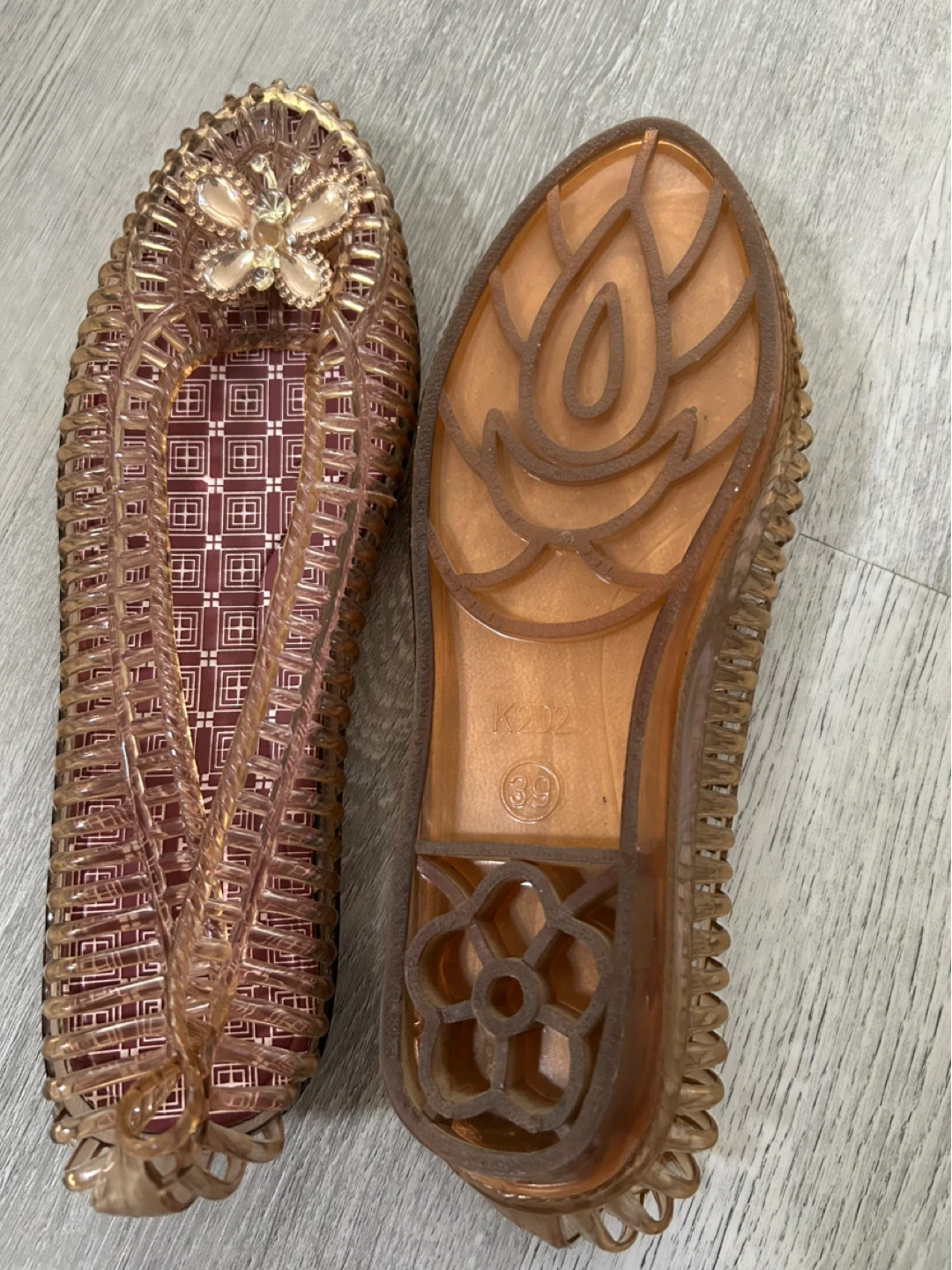 Women's Jelly Flats with Butterfly Embellishment - - photo 2