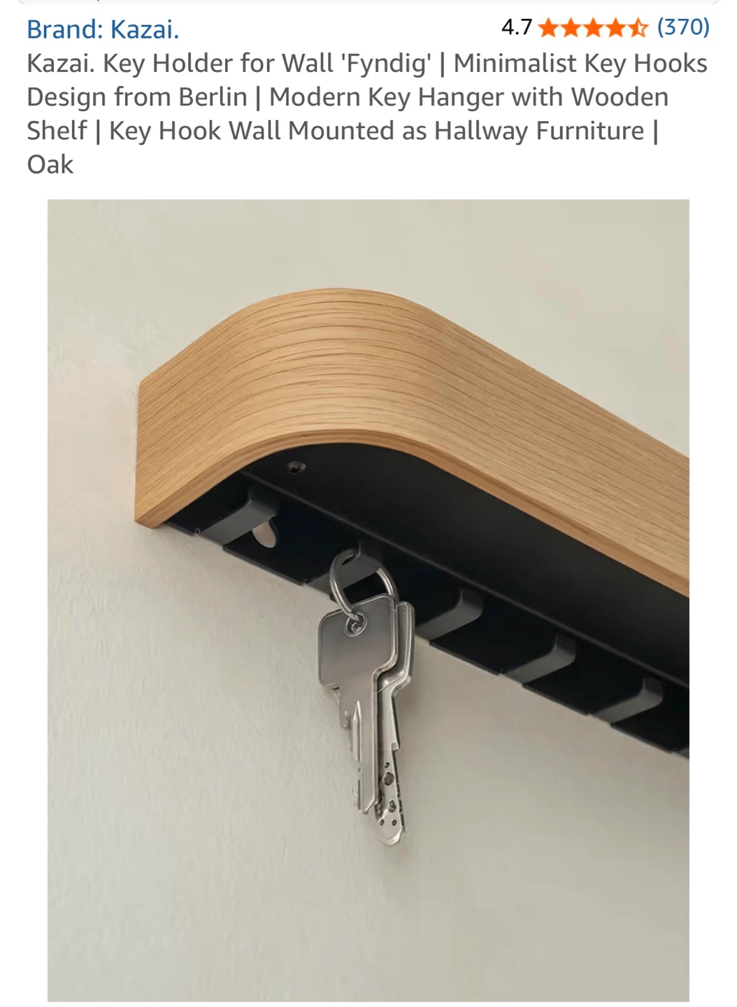 Open Box: Kazai Fyndig Oak Key Holder with Shelf - photo 4
