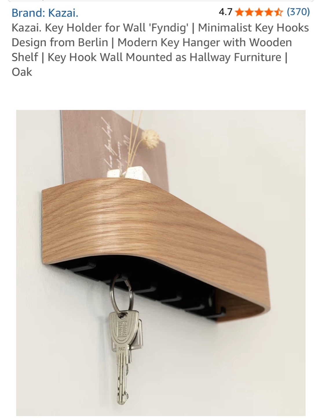 Open Box: Kazai Fyndig Oak Key Holder with Shelf - photo 3