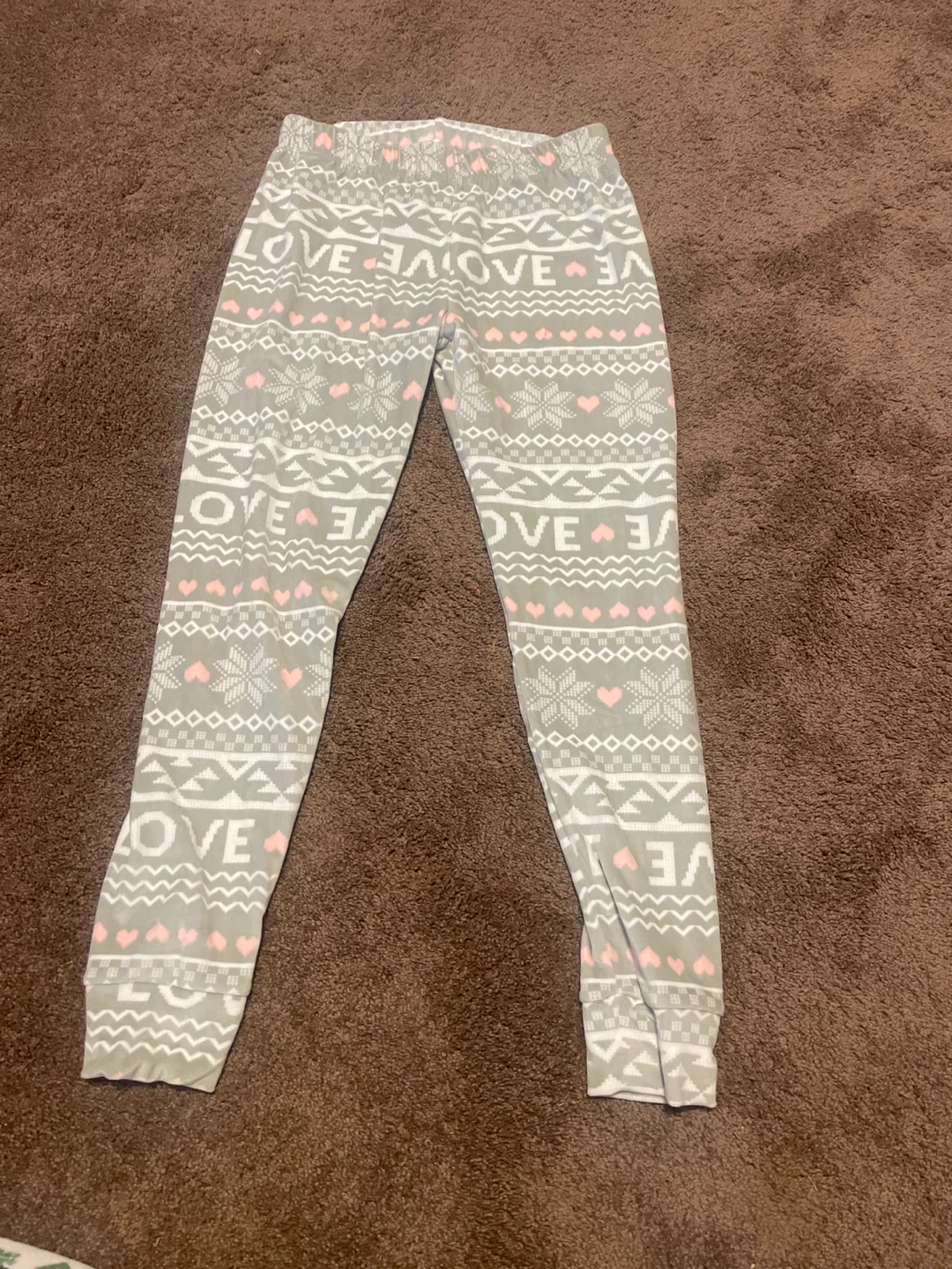 Grey LOVE Pattern Pajama Pants