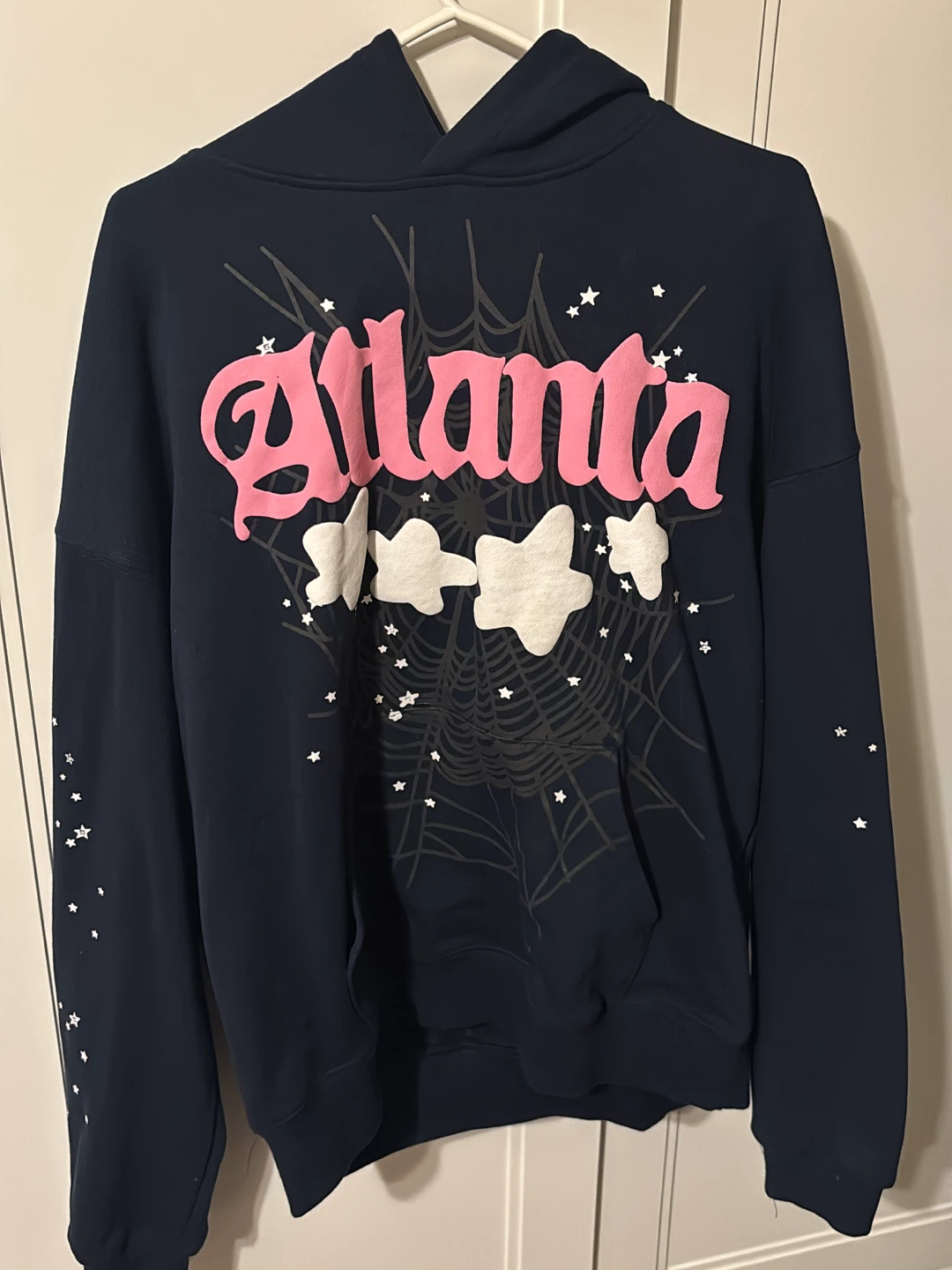 navy blue atlanta sp5der hoodie