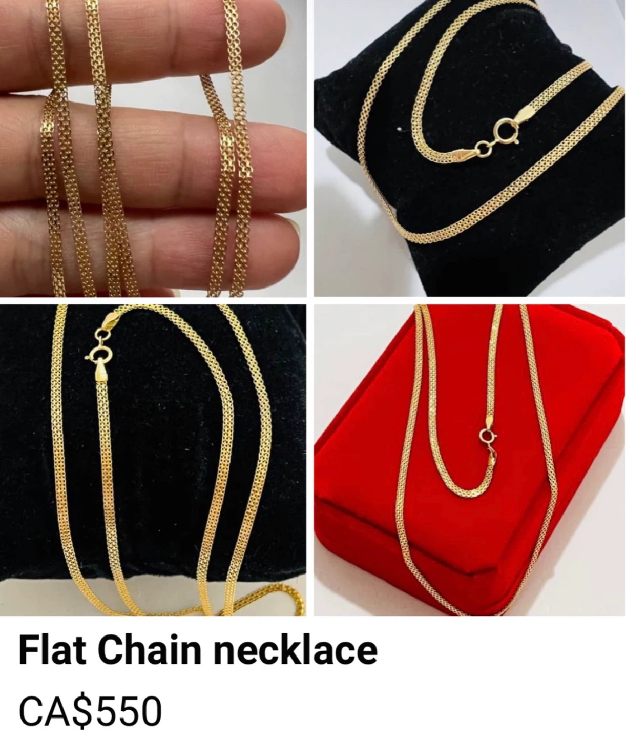 Saudi Gold Real Flat Chain Necklace Beautiful
