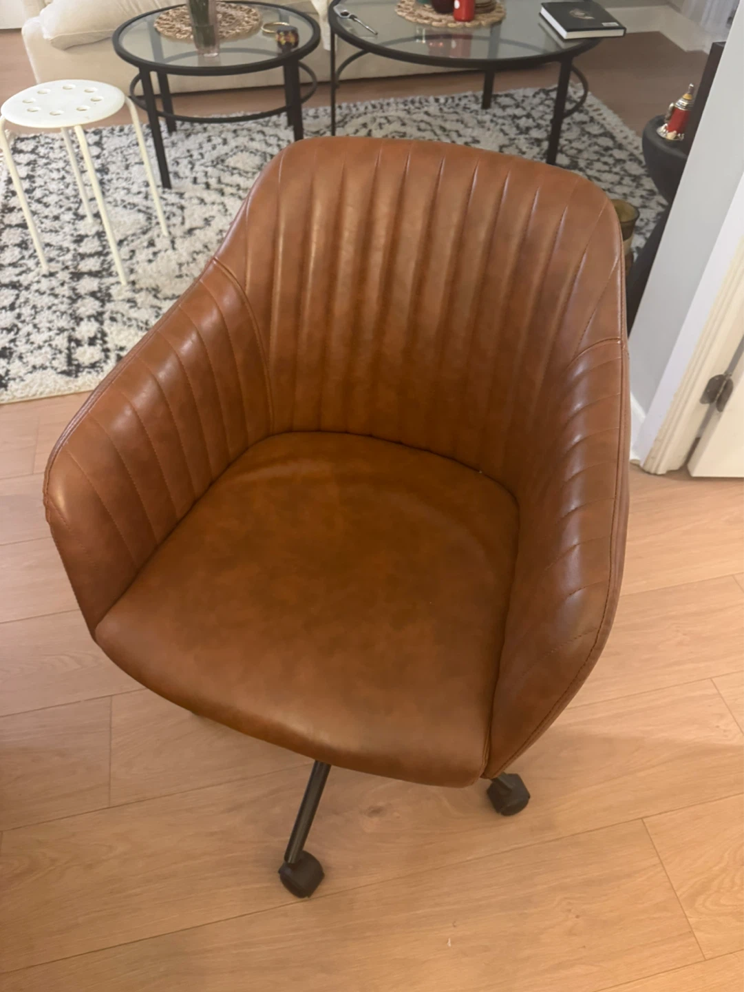 Brown Faux Leather Office Chair - photo 4
