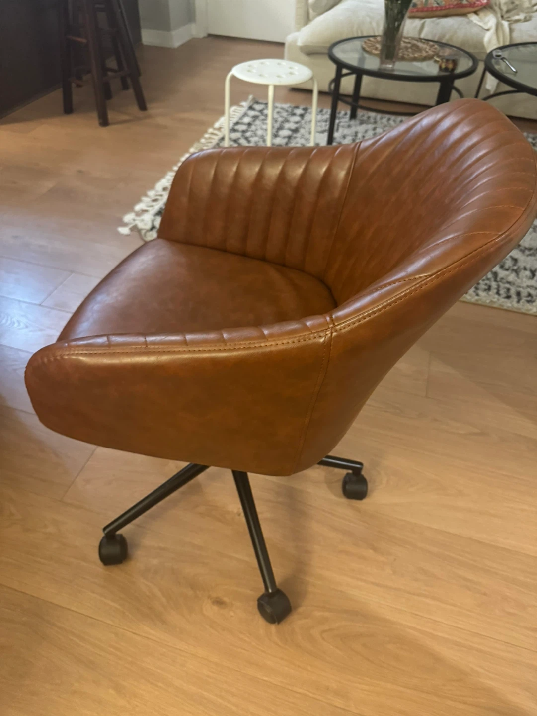 Brown Faux Leather Office Chair