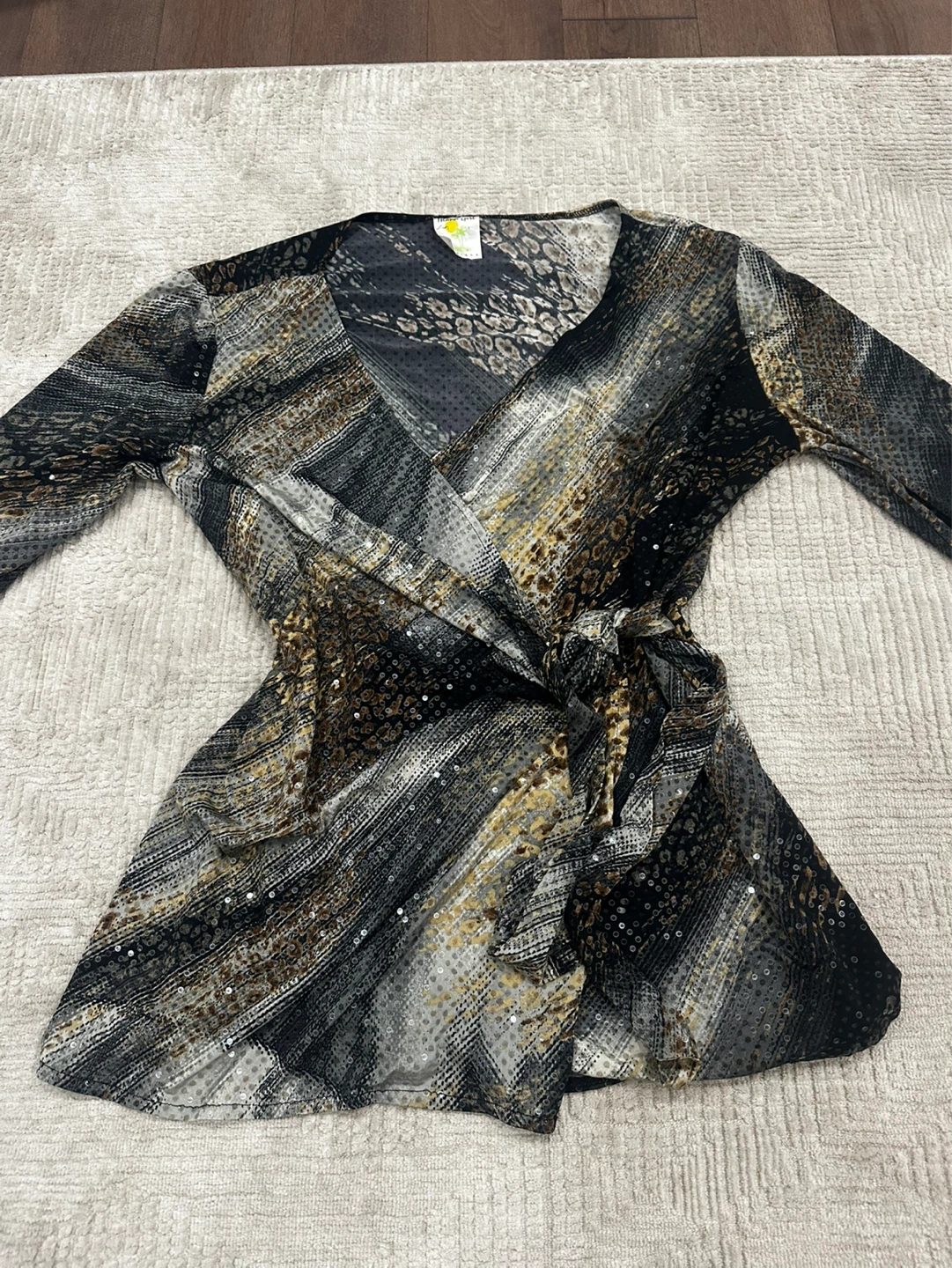 Vintage Island Girl Wrap Top with Sequins