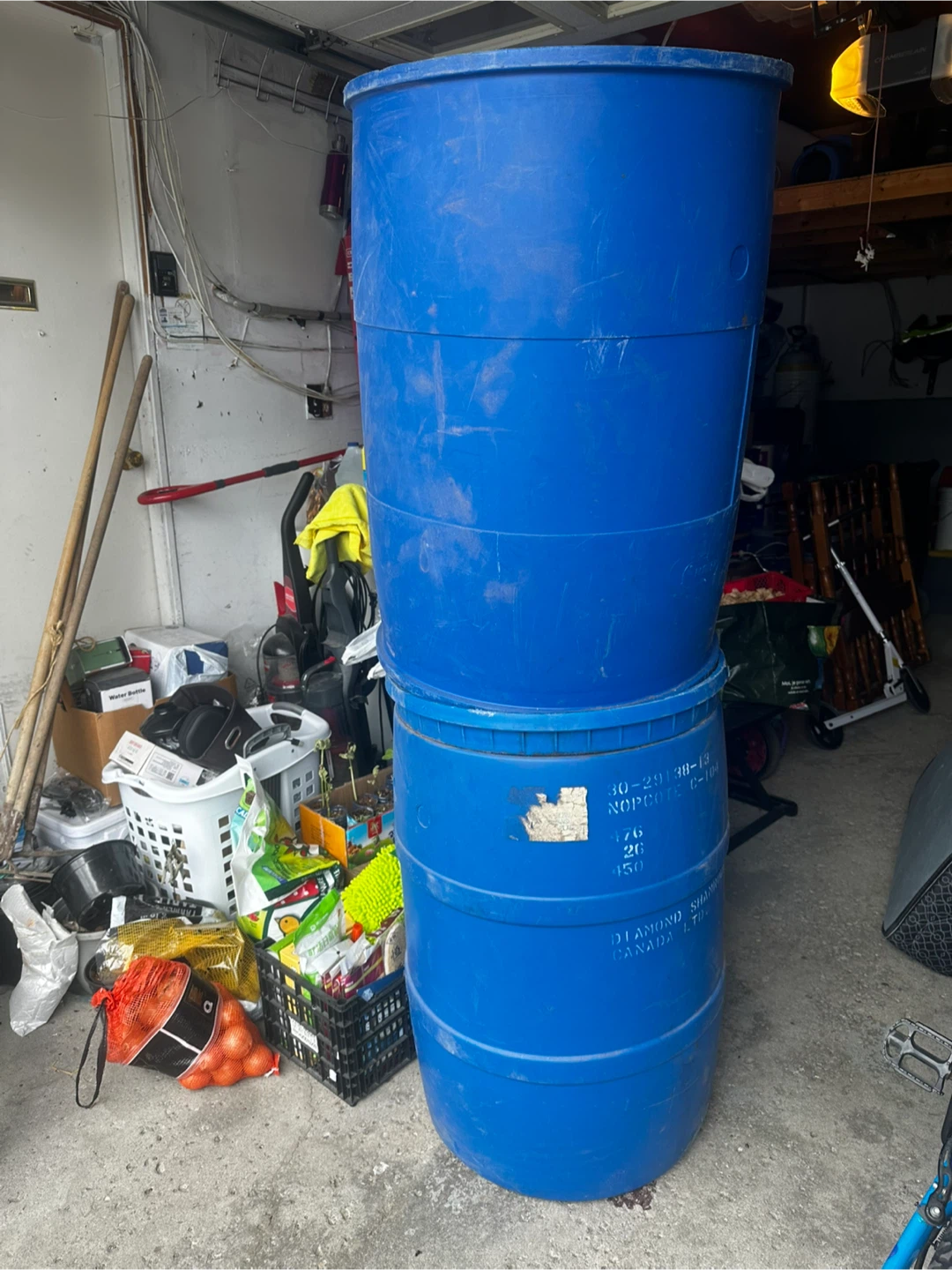 Blue Plastic Barrels
