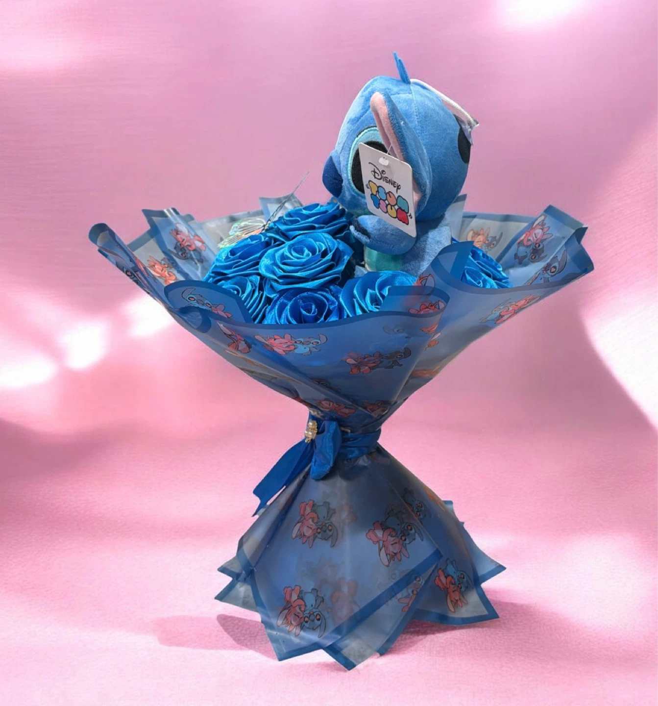 Disney Stitch Plush & Blue Rose Flower Bouquet - photo 3