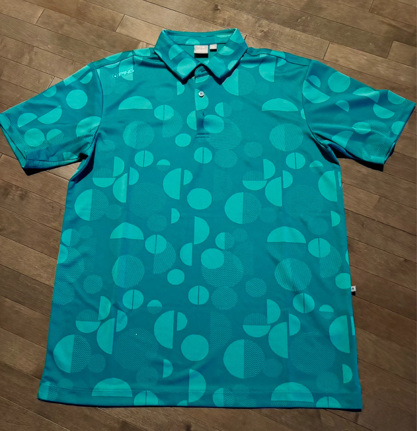 PING Golf Polo Shirt - Teal Geometric Pattern