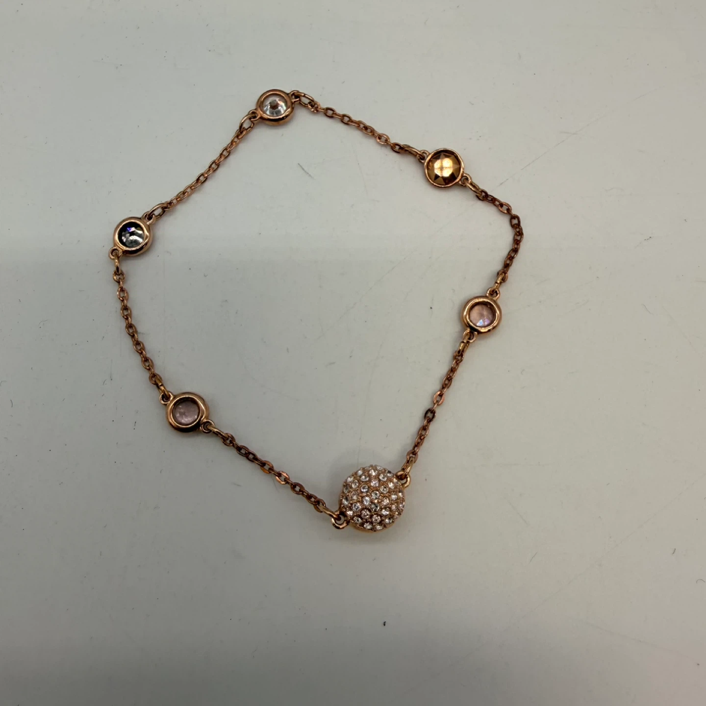 Swarovski Rose Gold Crystal Bracelet With Box Like New - photo 2