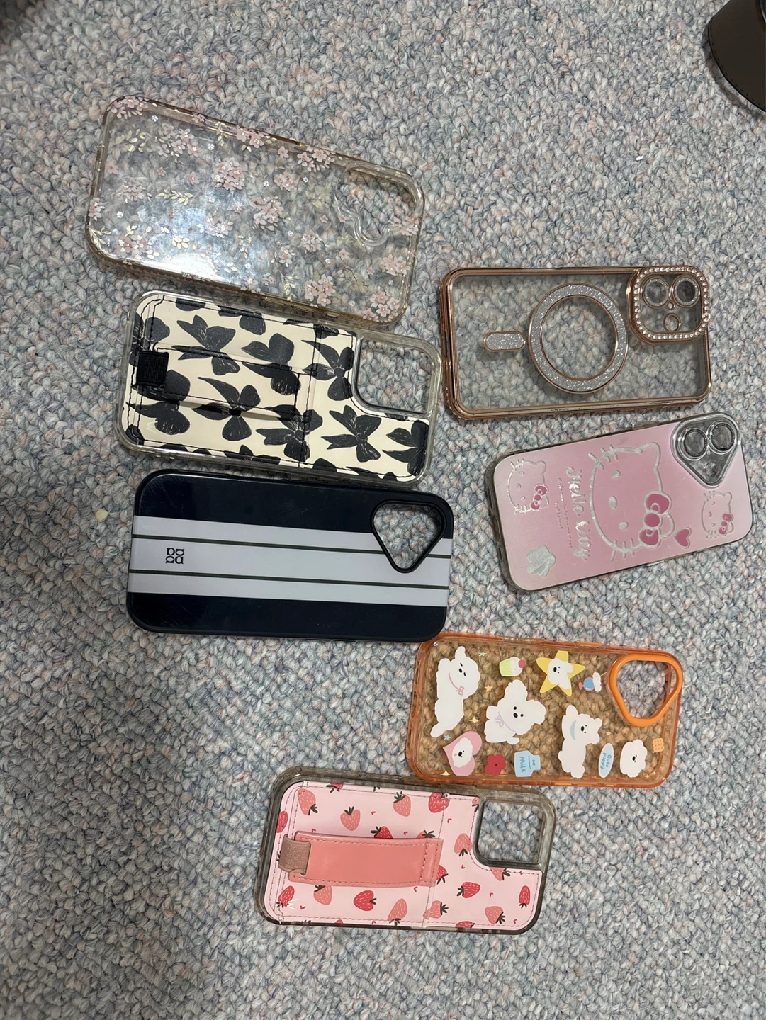 iPhone16 Cases (Pink Strawberry, Hello Kitty, Glitter MagSafe)