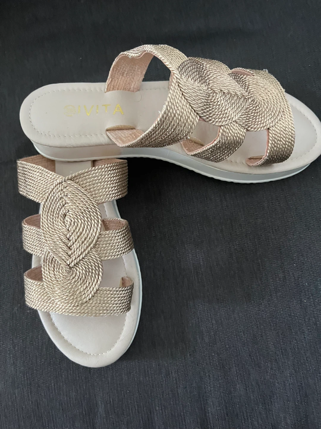 DIVITA Gold Rope Strap Platform Sandals - photo 3
