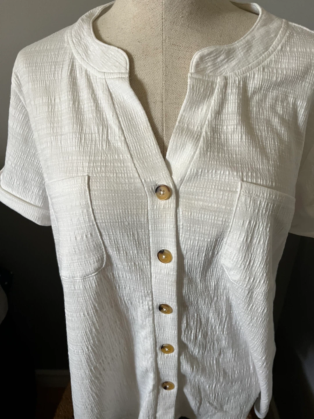 cable & gauge XL White Button-Up Shirt with Textured Fabric - photo 3