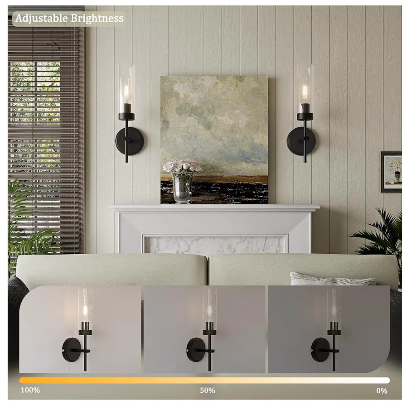 Set of 2 Black Battery Operated Wall Sconces Remote Control BB8 - photo 3