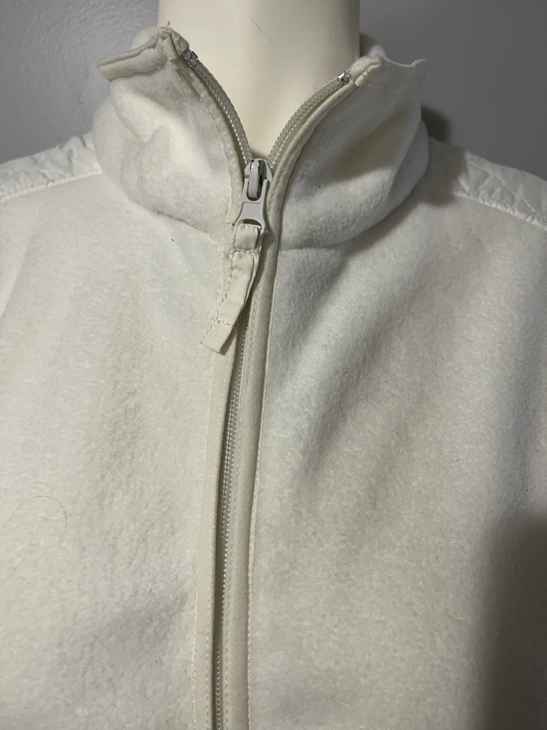 Cream Fleece Zip-Up Jacket with Quilted Elbow Patches - photo 2