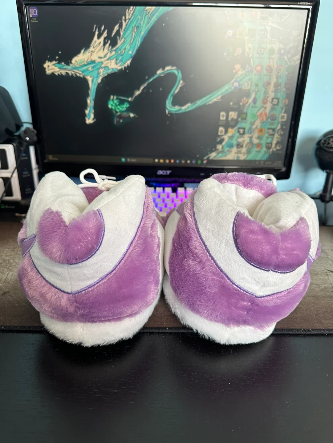 Plush Sneakers Slippers - Purple & White - photo 4