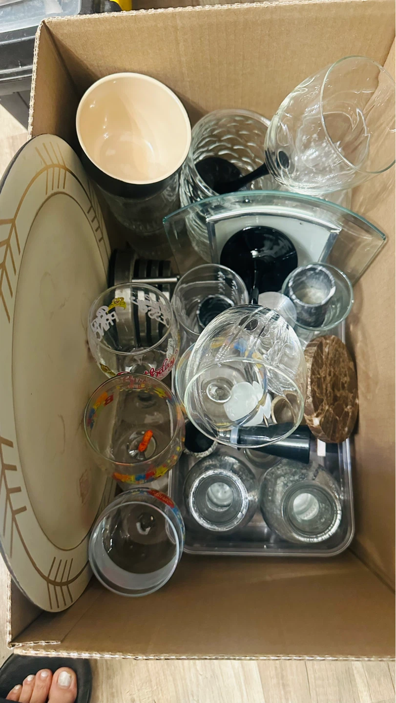 Assorted Drinkware and Serving Platter
