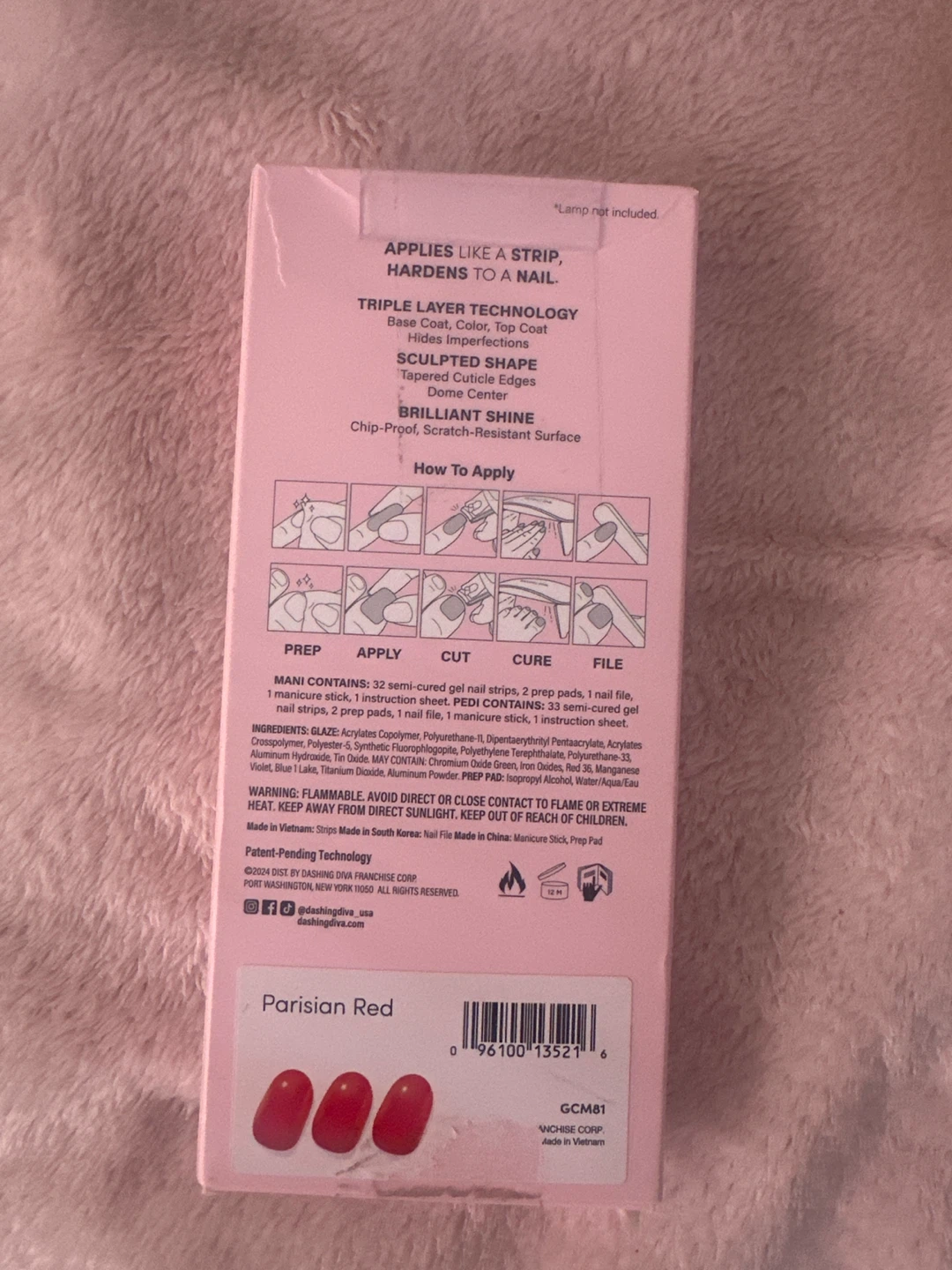 Dashing Diva Glaze LED Semi-Cured Gel Strips - Parisian Red - photo 2
