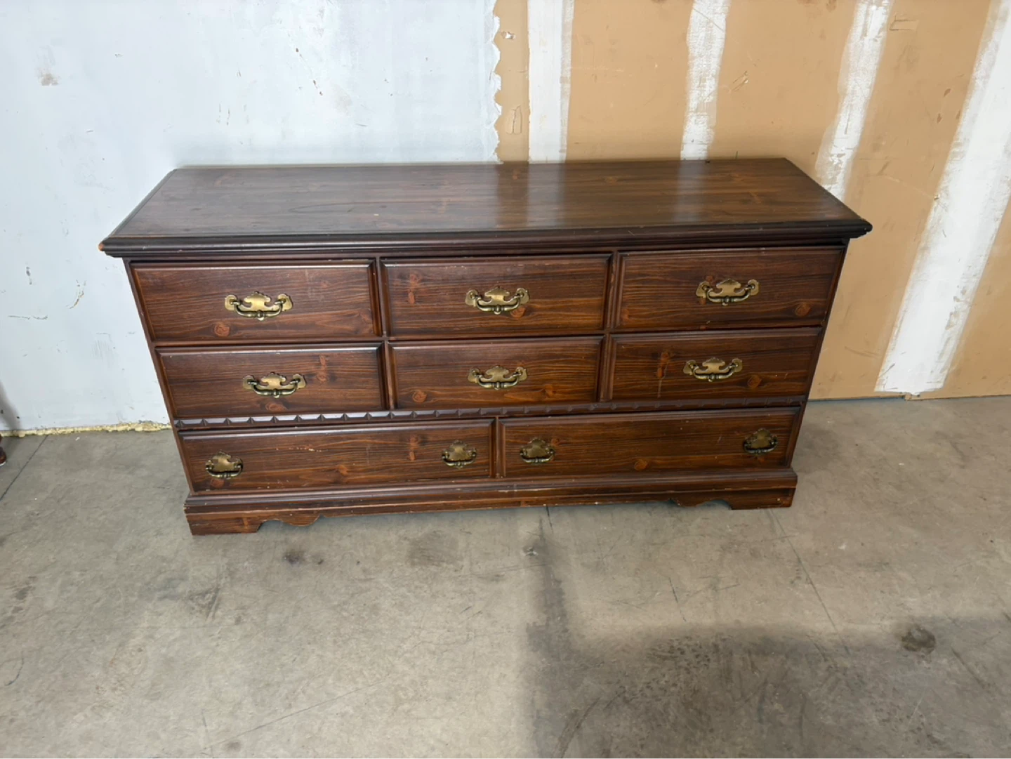Free delivery used Dark Wood Dresser with 8 Drawers - photo 2