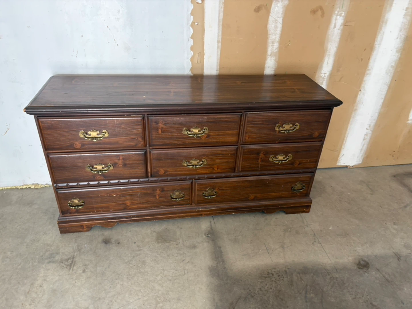 Free delivery used Dark Wood Dresser with 8 Drawers - photo 3
