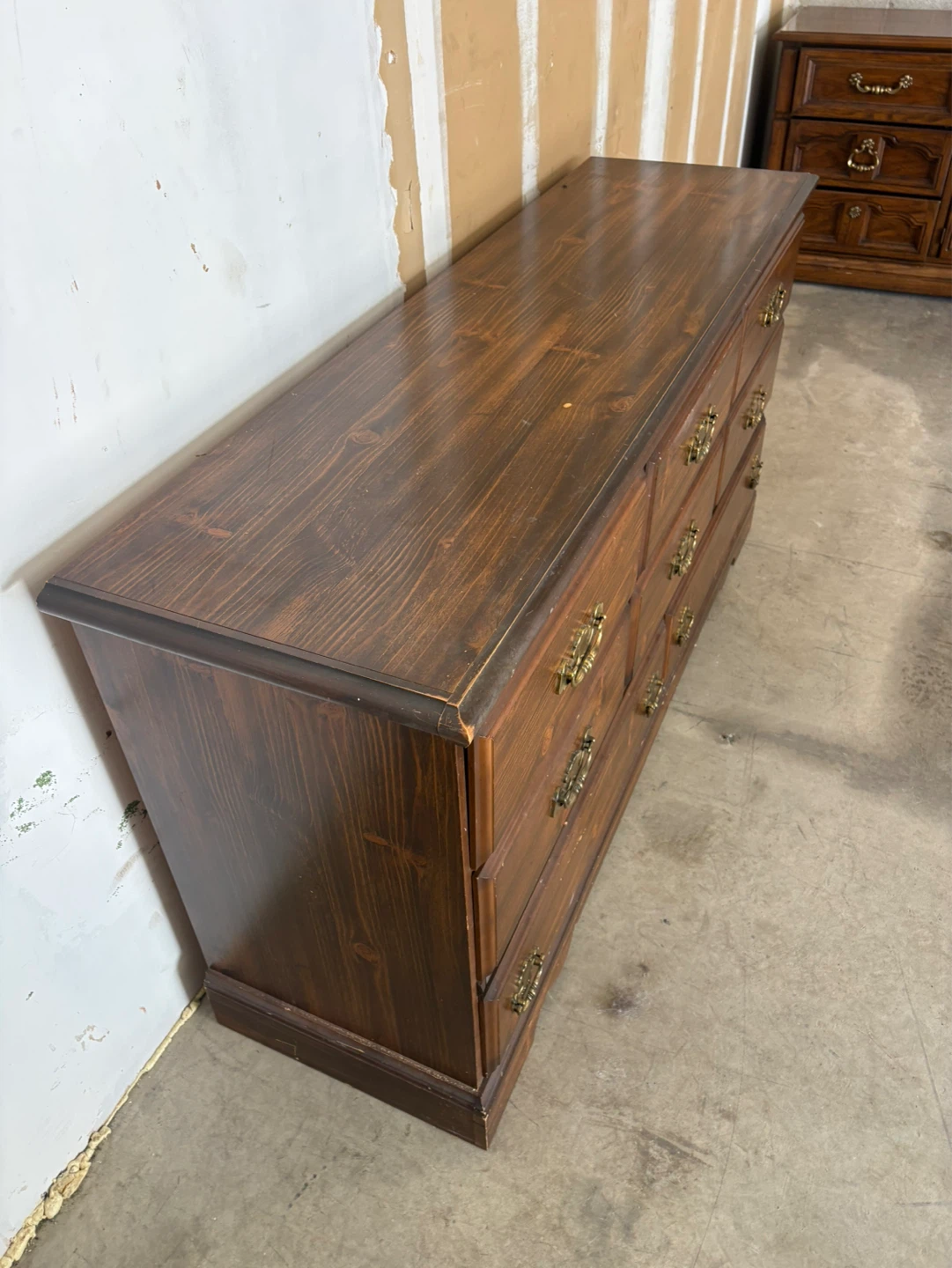 Free delivery used Dark Wood Dresser with 8 Drawers - photo 5
