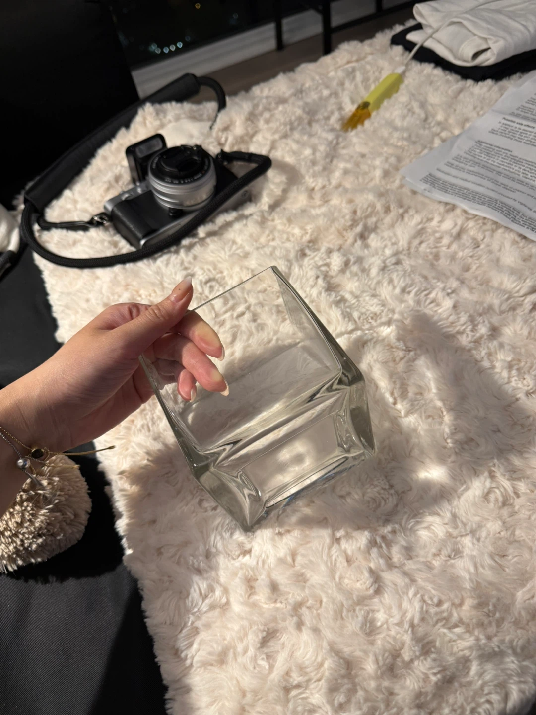 Clear Glass Square Vase - photo 4