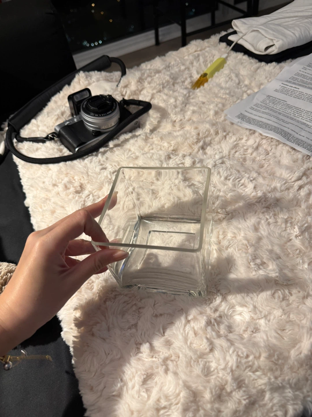 Clear Glass Square Vase - photo 2