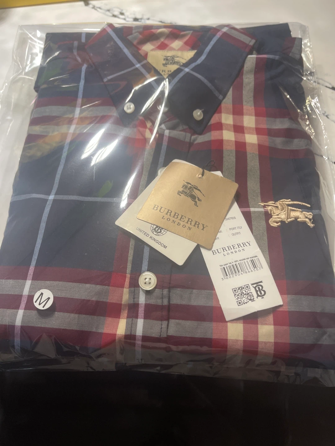 Burberry London Plaid Button-Down Shirt - Size M