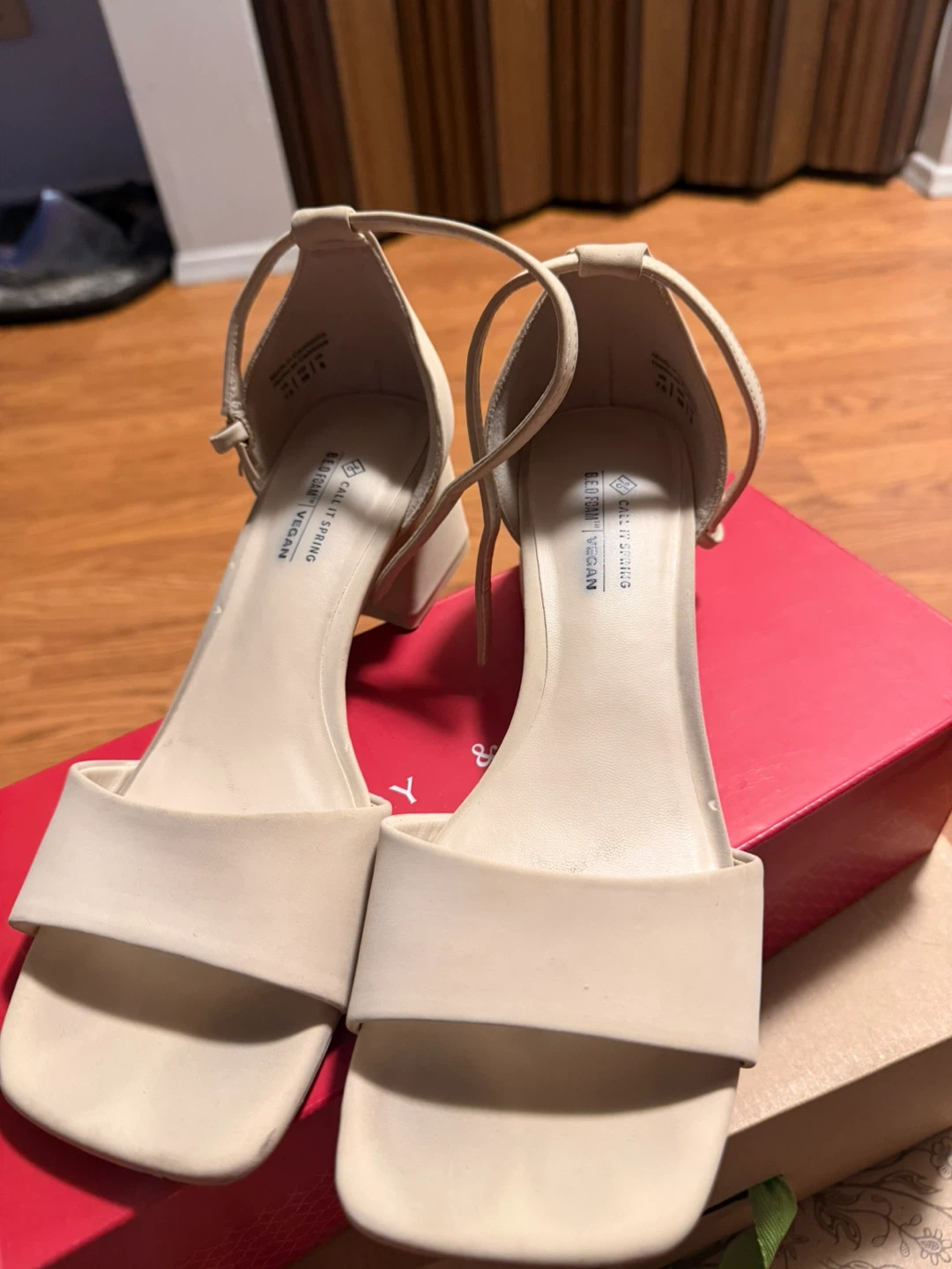 Call It Spring Beige Ankle Strap Heels - Size 7.5