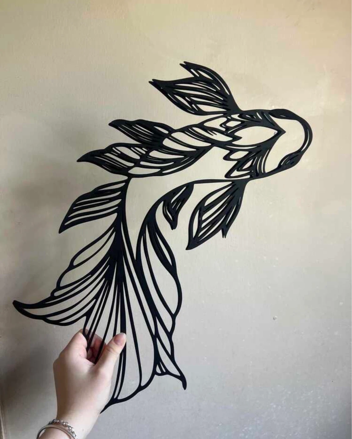 Black Metal Koi Fish Wall Art Decoration