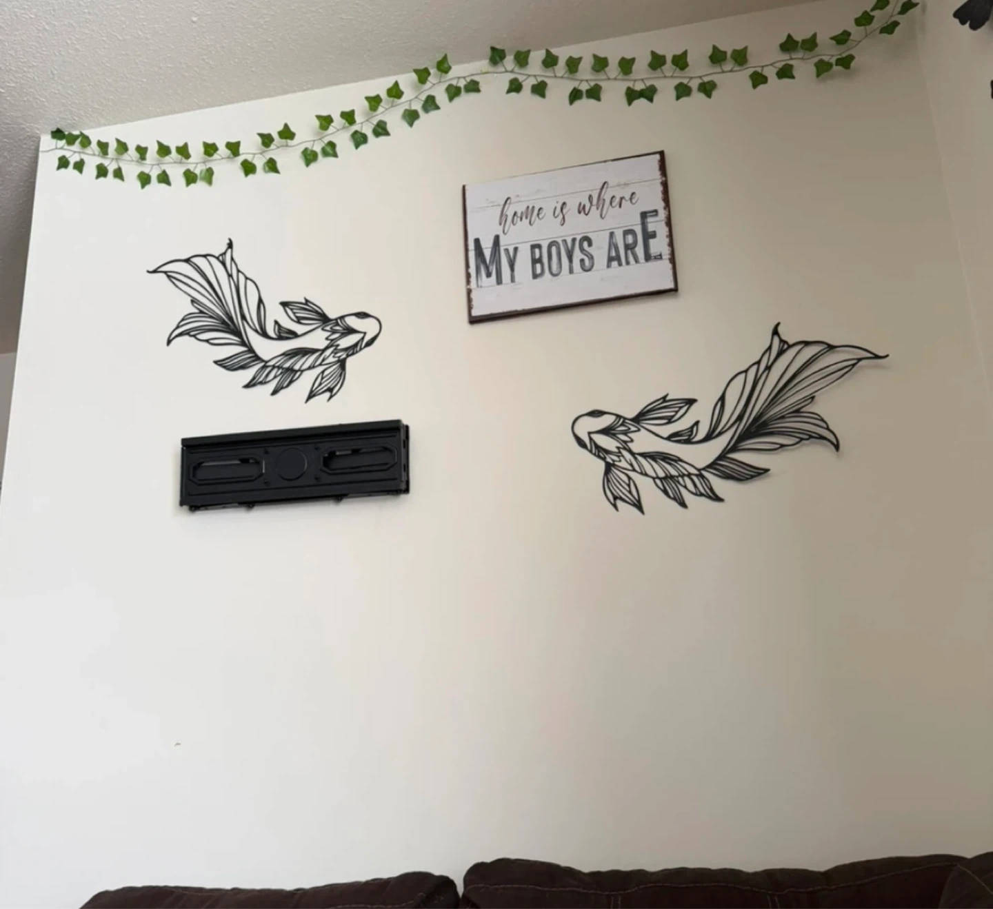 Black Metal Koi Fish Wall Art Decoration - photo 2
