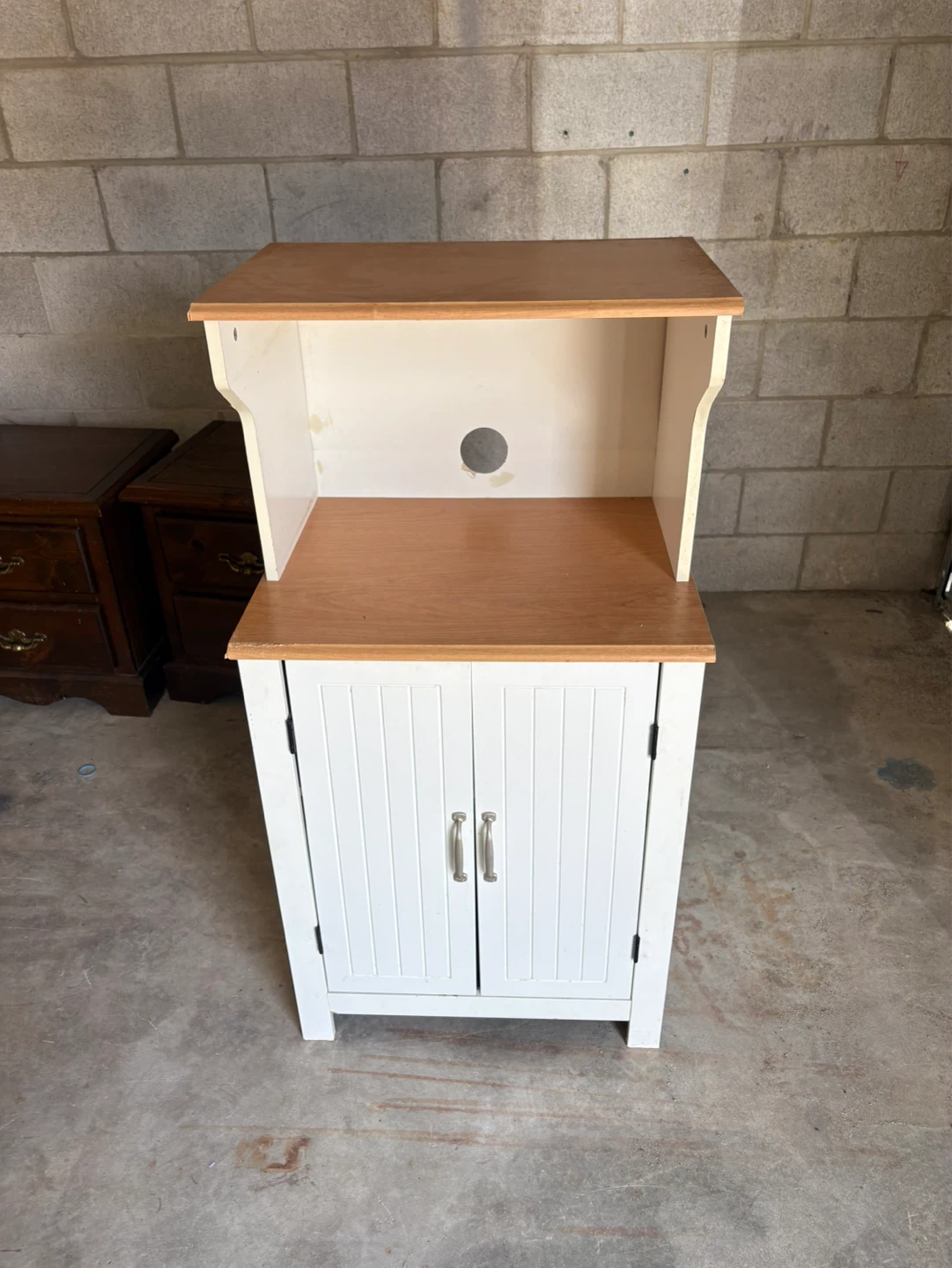 Free delivery used White and Wood Kitchen Microwave Cart