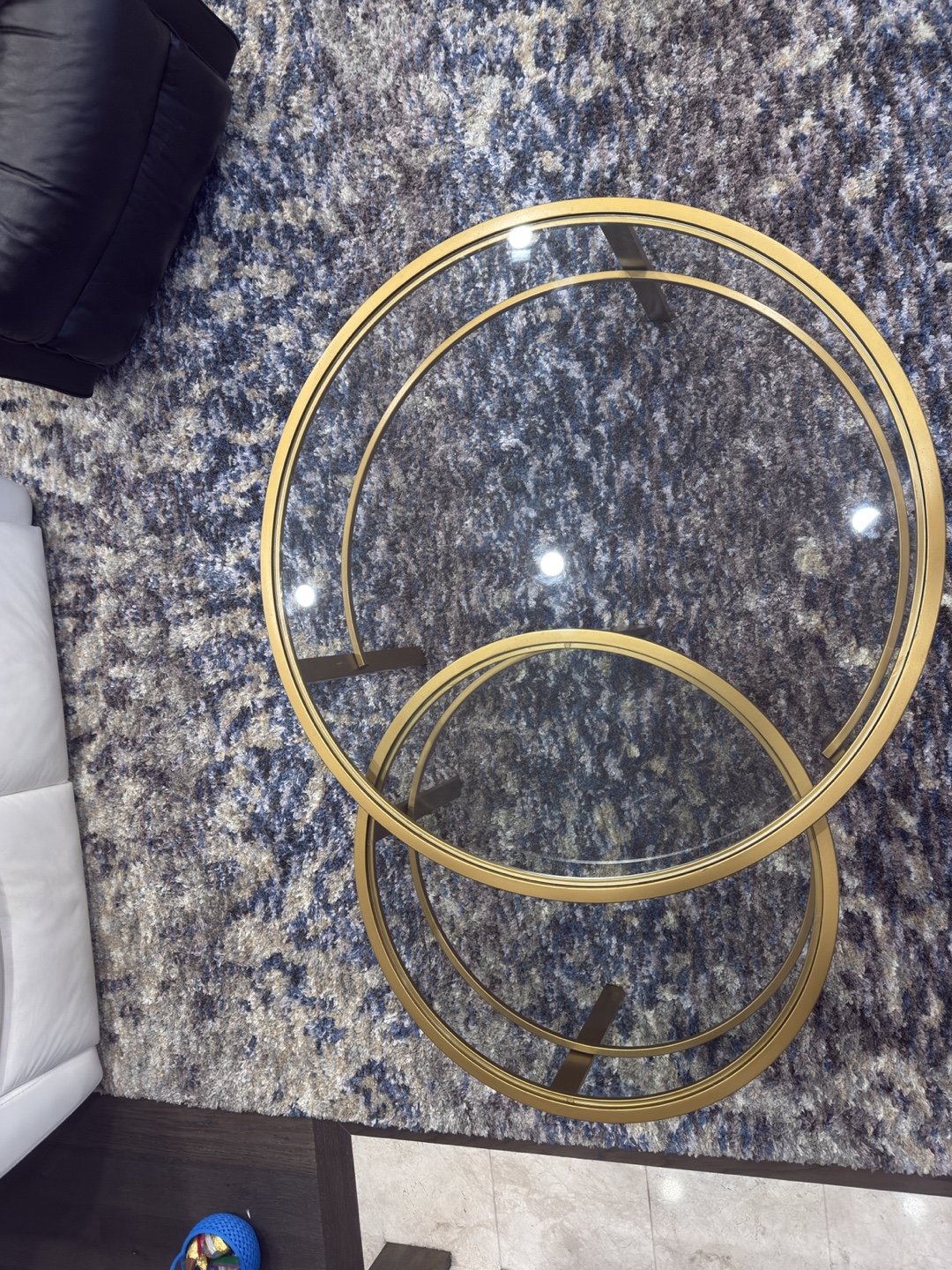 Round Glass Coffee Table with Gold Frame