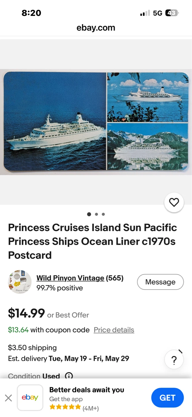 Princess Cruises Postcard - Island Princess, South Pacific - photo 2
