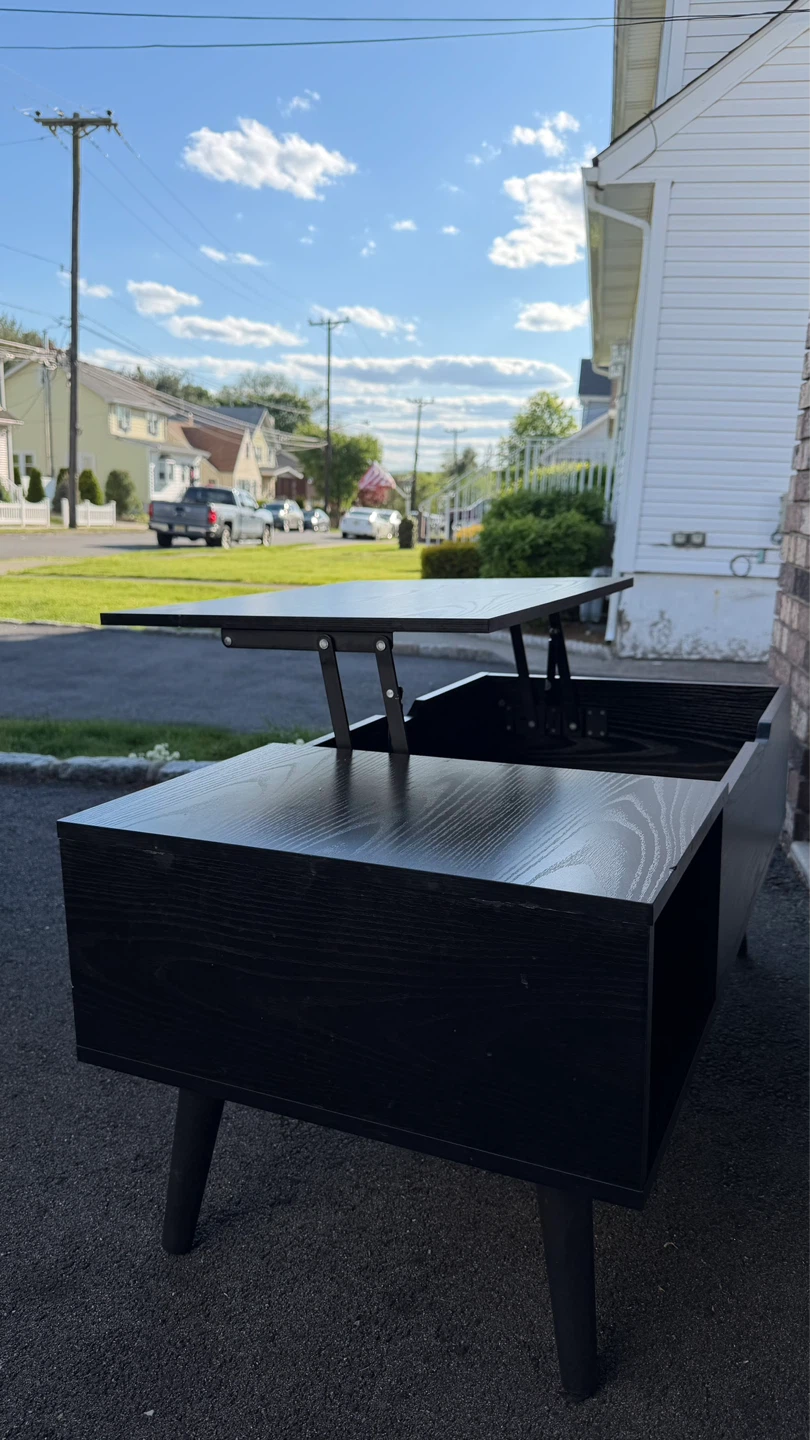 Black Lift Top Coffee Table with Storage - photo 2