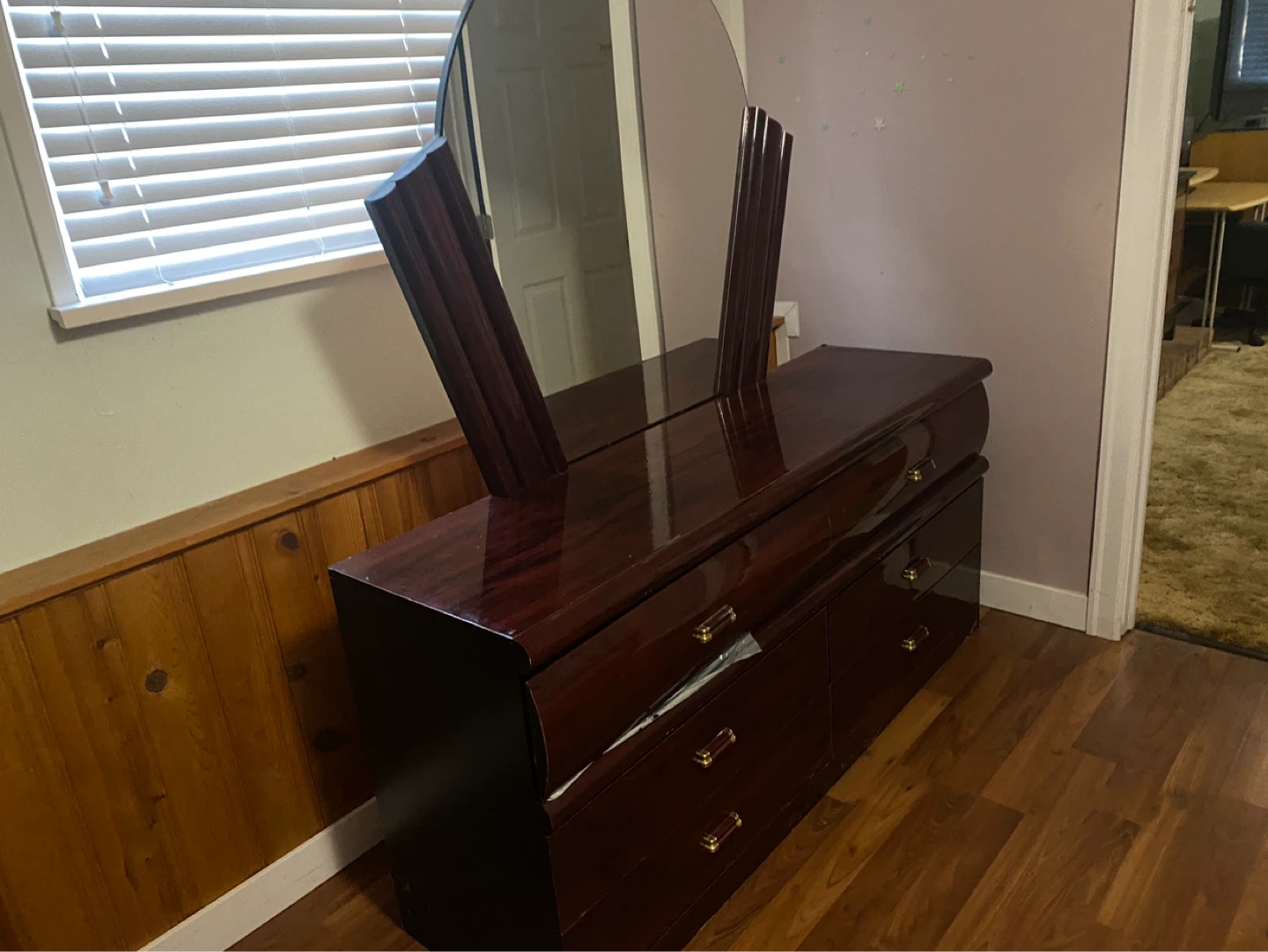 Dark Wood Dresser with Mirror
