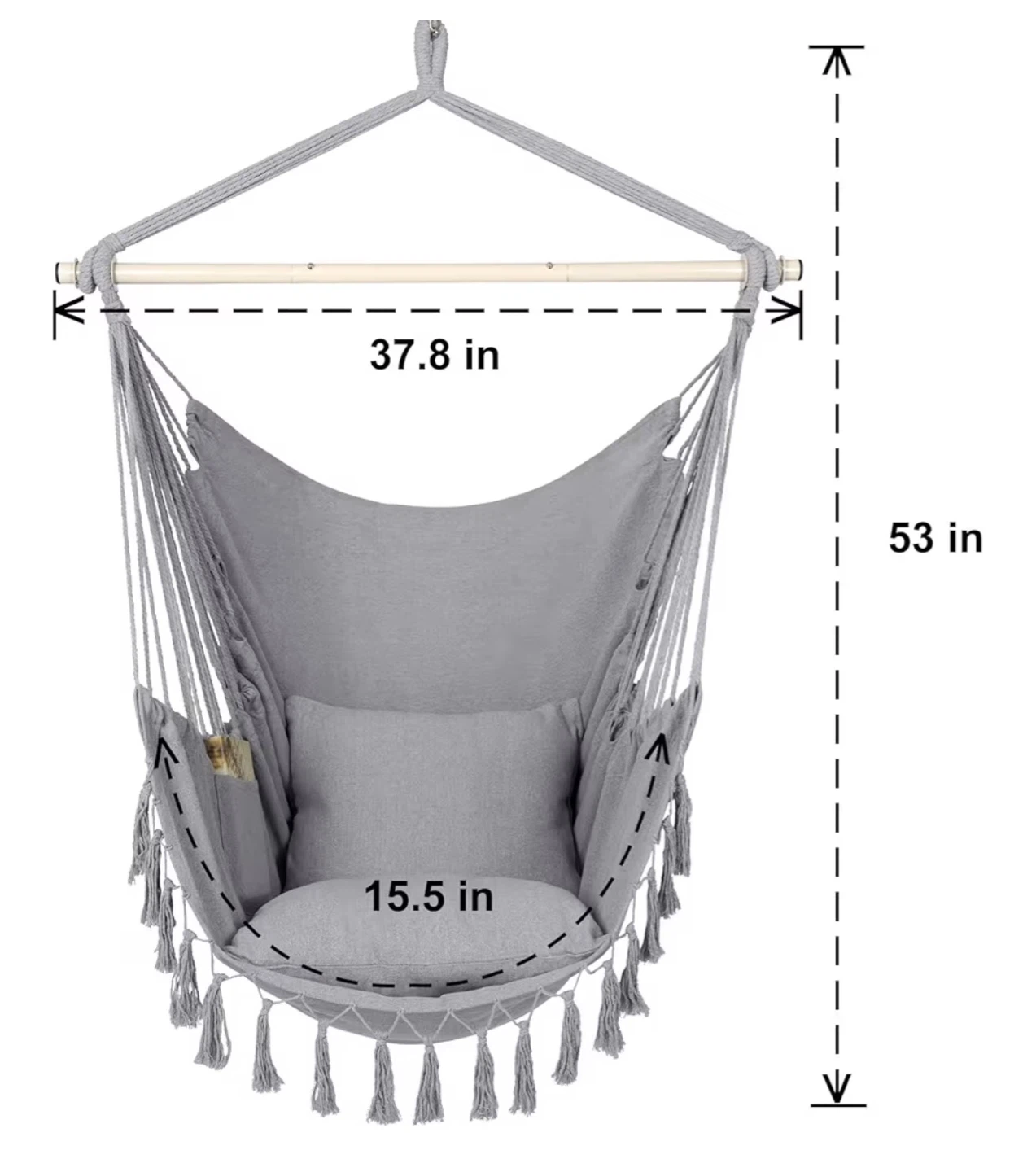 Gray Hammock Chair with Pillows and Storage Bag - photo 3