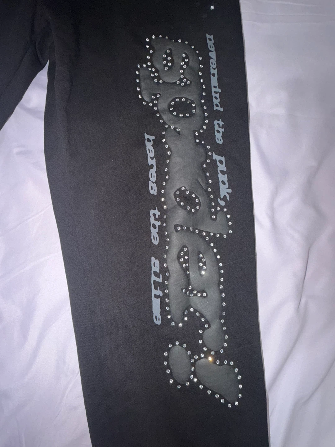 Sp5der p*nk v2 black rhinestone sweatpants - photo 2