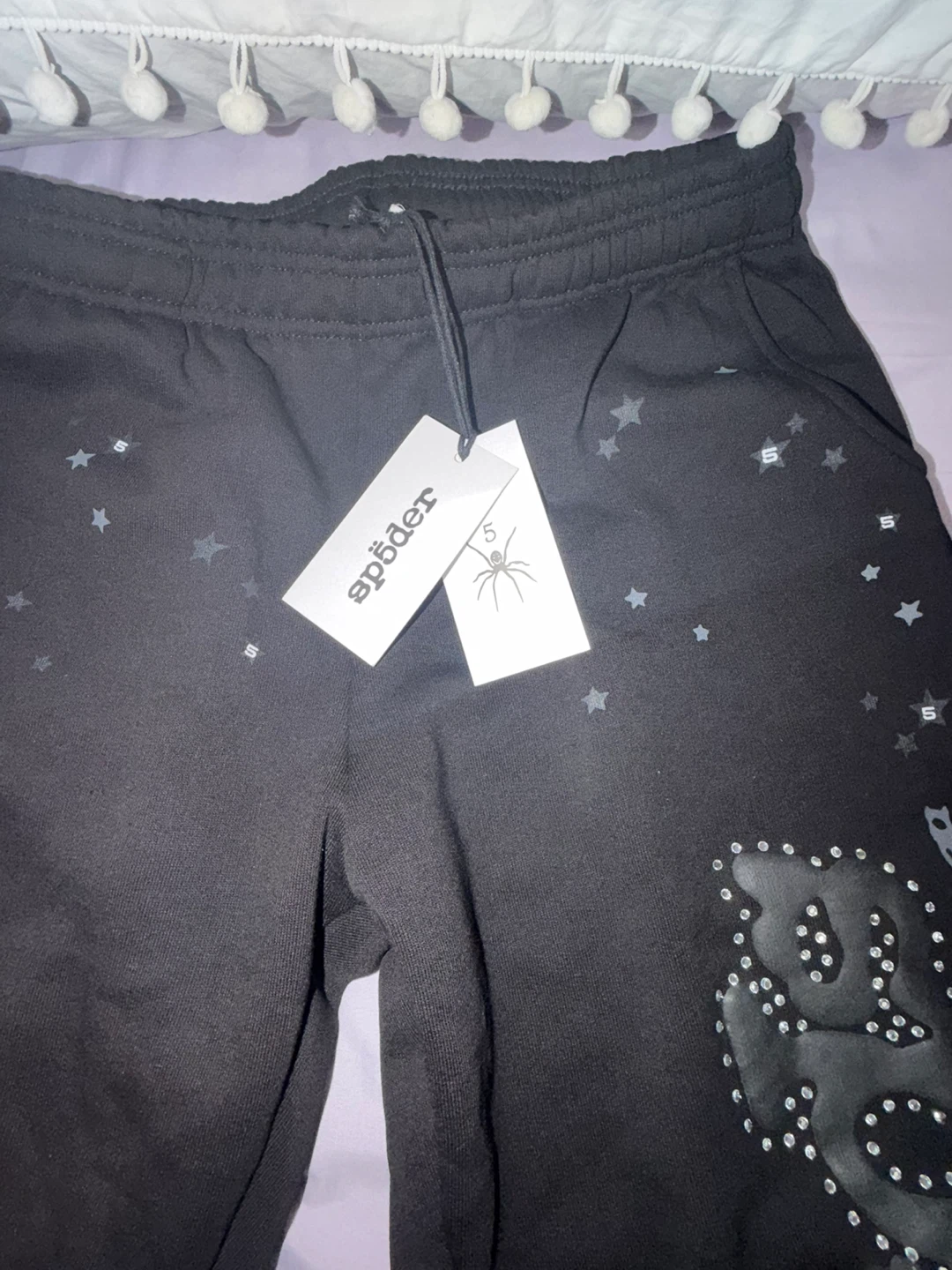 Sp5der p*nk v2 black rhinestone sweatpants - photo 3