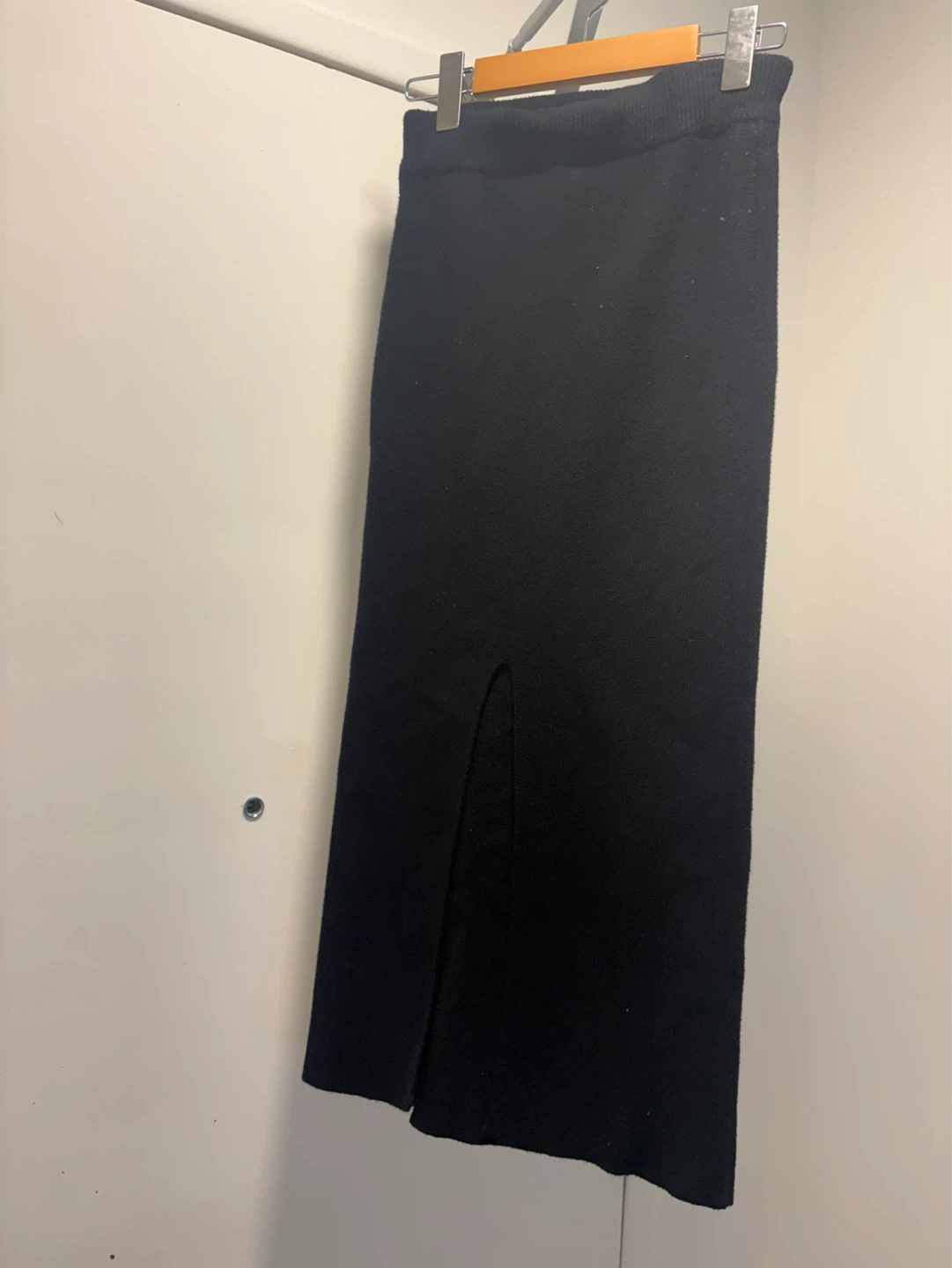 Black Knit Maxi Skirt with Slit - photo 4