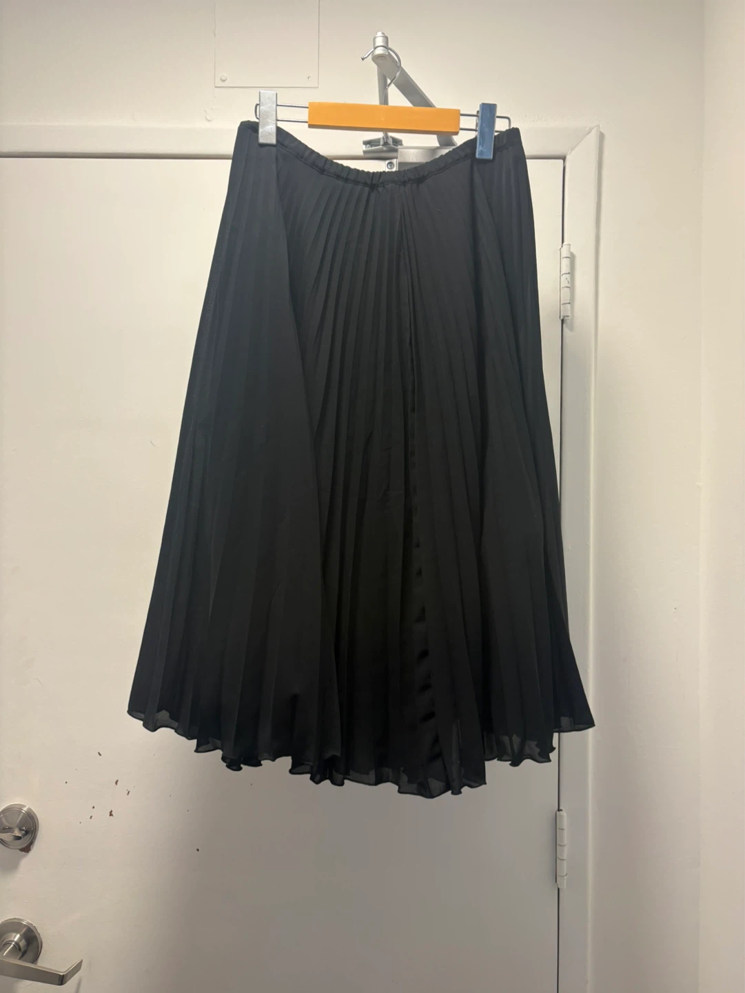Black Pleated Midi Skirt