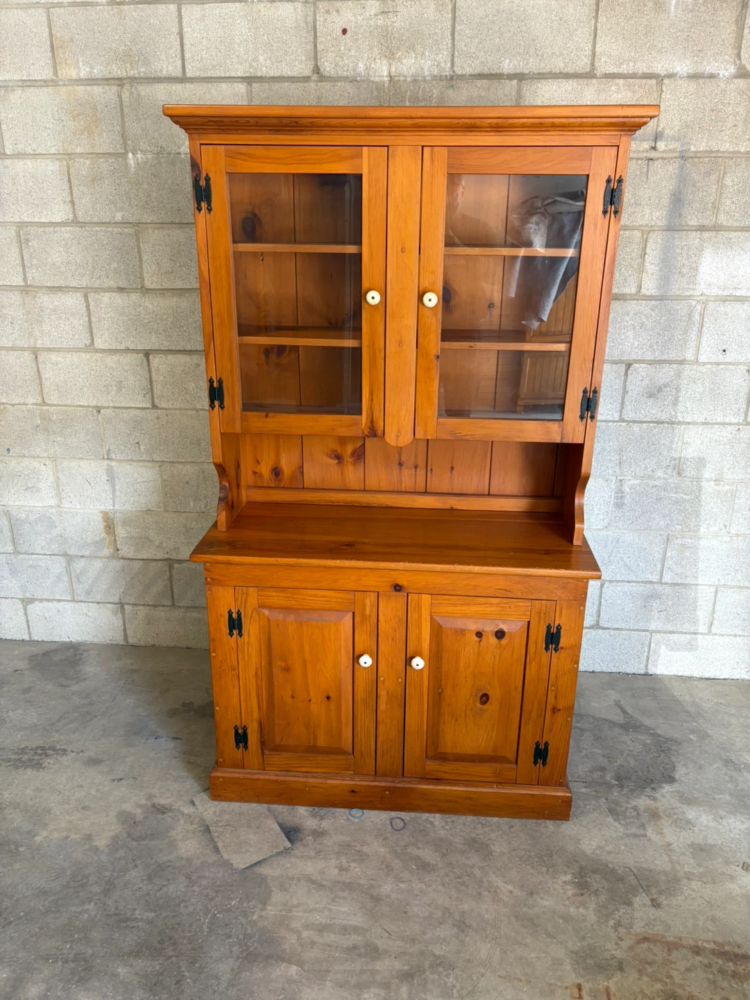 Free delivery used Wooden Hutch with Glass Doors