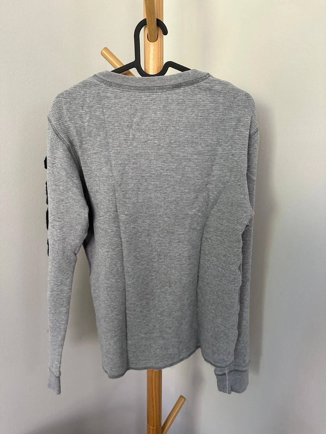 Aeropostale Gray Waffle Knit Henley Long Sleeve Shirt - photo 2