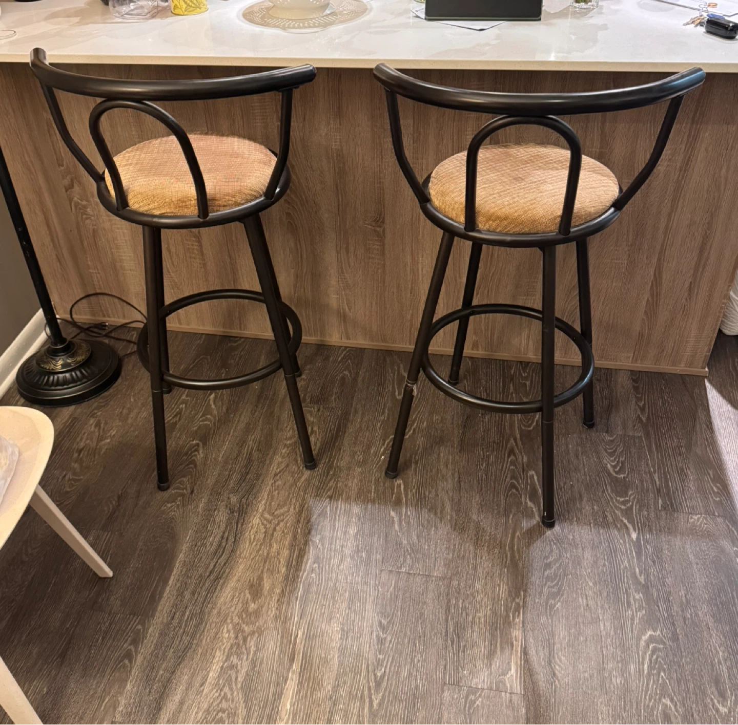 Set of 2  Seats 360° Swivel Bar Stools with Backrests