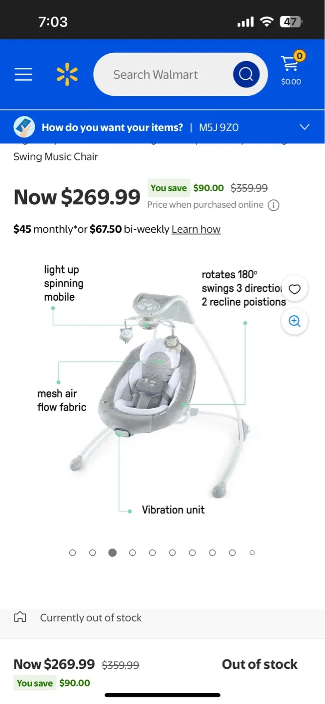 Ingenuity DreamComfort InLighten Baby Swing Music Chair