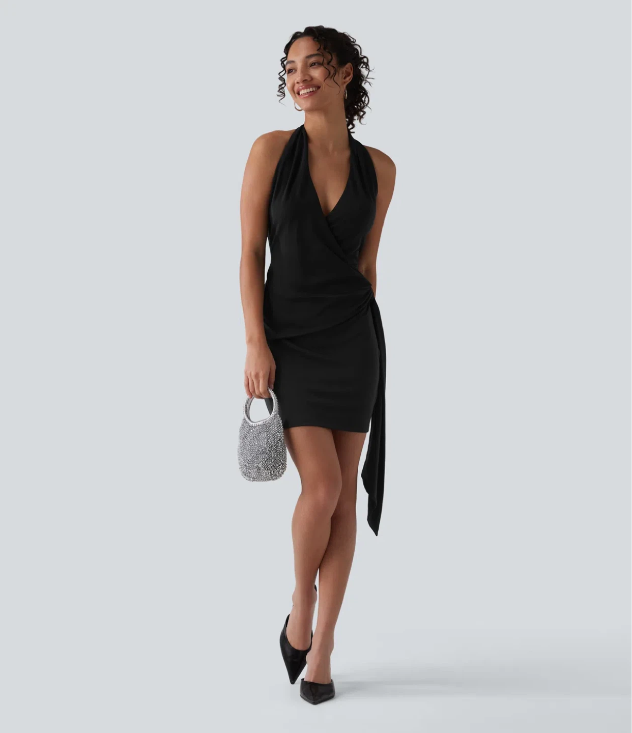 halara Halter Bodycon Micro Mini Dress