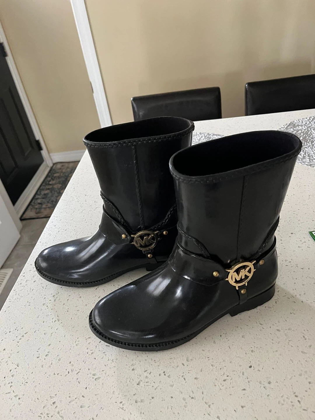 Michael Kors Women's Black Rubber Rain Boots Size 8
