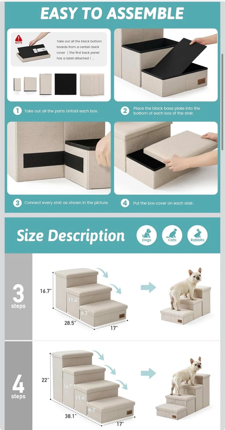 3-Step Pet Stairs for Dogs and Cats - photo 2