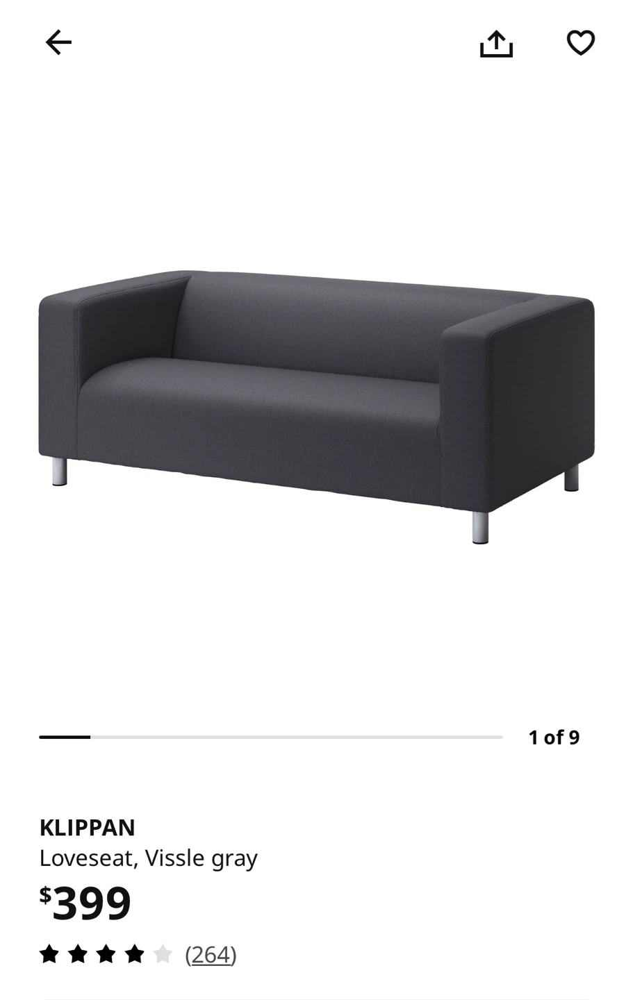 IKEA KLIPPAN Loveseat, Vissle Gray - photo 2