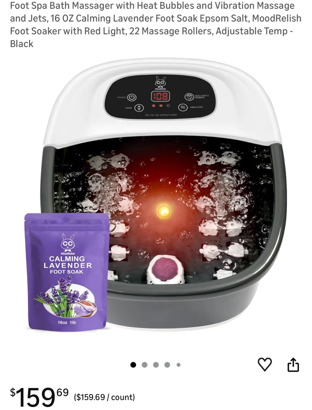 Foot Spa Bath Massager with Heat Bubbles & Vibration F75